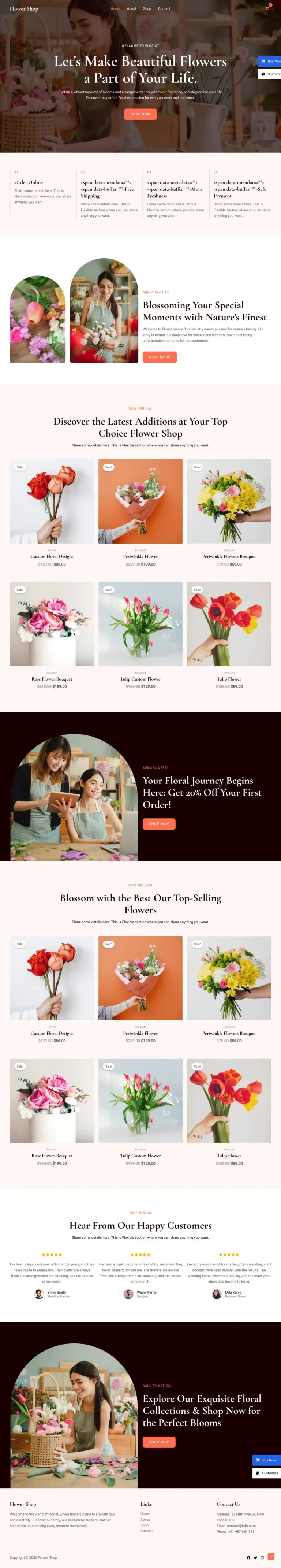 清新花艺商铺 - 玩具礼品 Elementor外贸独立站模板完整页面预览