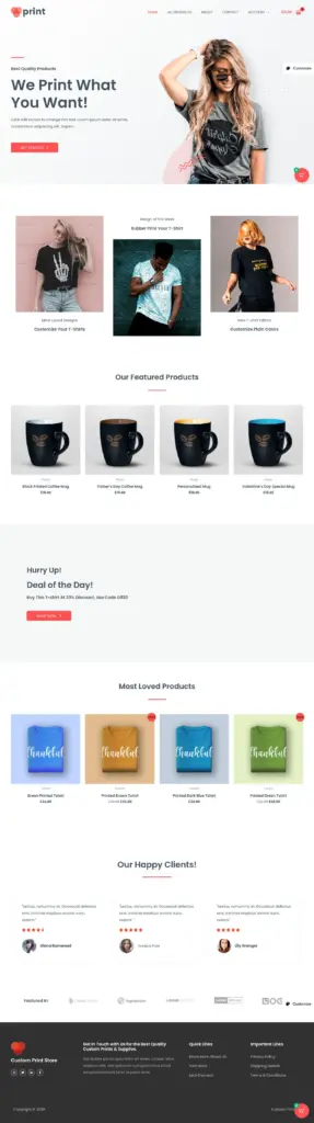 现代定制商品展示 - 文化创意服务 Elementor外贸独立站模板完整页面预览