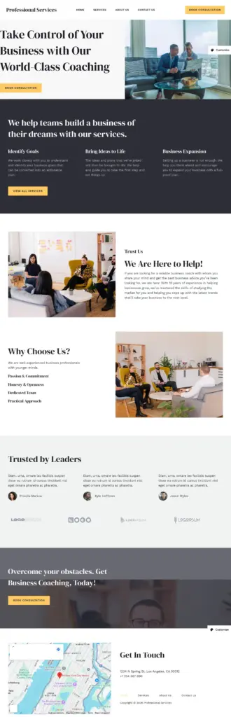 专业咨询服务 - 商务服务 Elementor外贸独立站模板完整页面预览