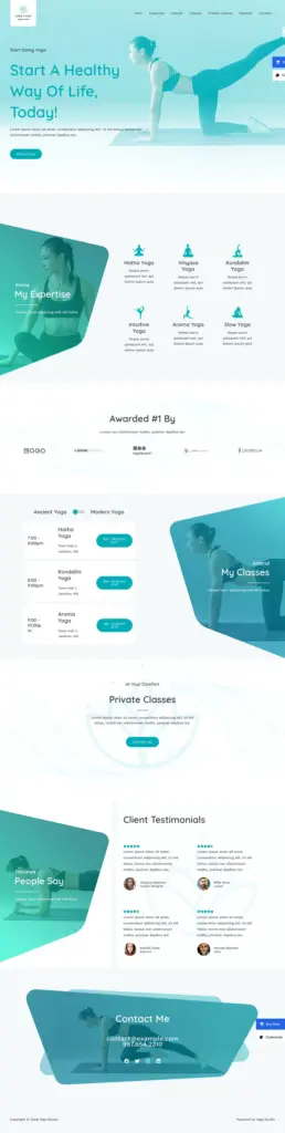 瑜伽健康工作室 - 医疗健康服务 Elementor外贸独立站模板完整页面预览