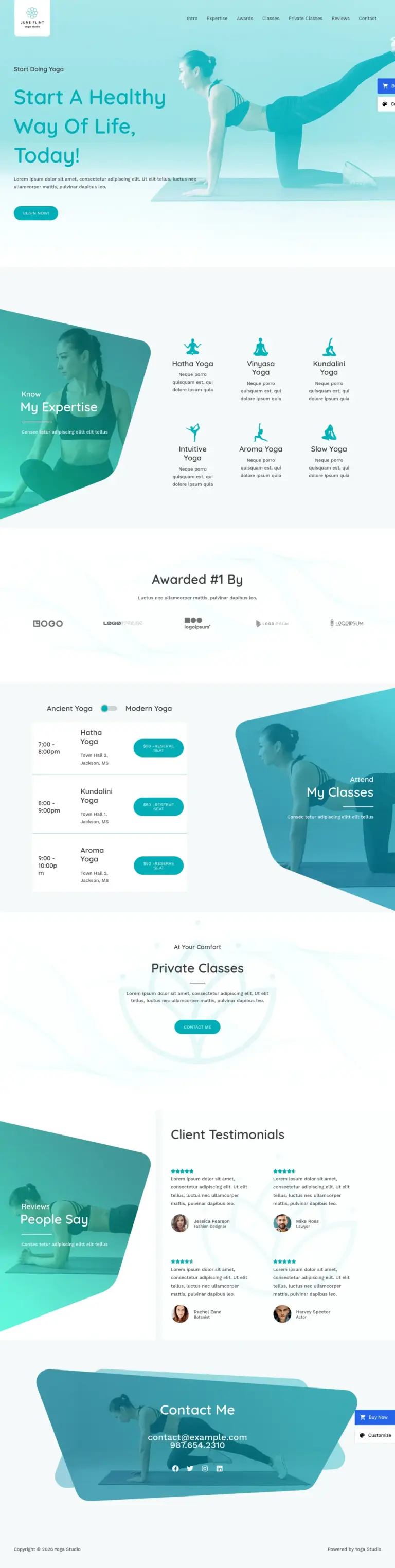 瑜伽健康工作室 - 医疗健康服务 Elementor外贸独立站模板完整页面预览