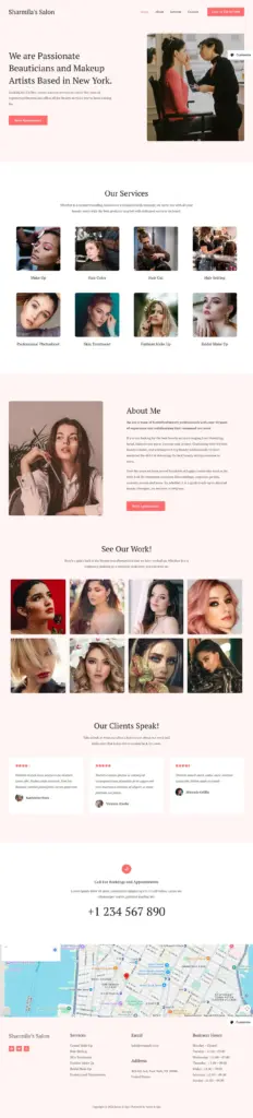 美妆沙龙专业展示 - 化妆美容 Elementor外贸独立站模板完整页面预览