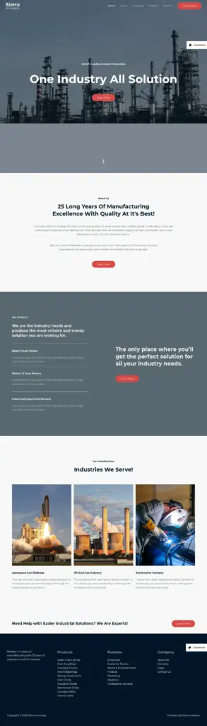 工业科技方案 - 软件与信息服务 Elementor外贸独立站模板完整页面预览