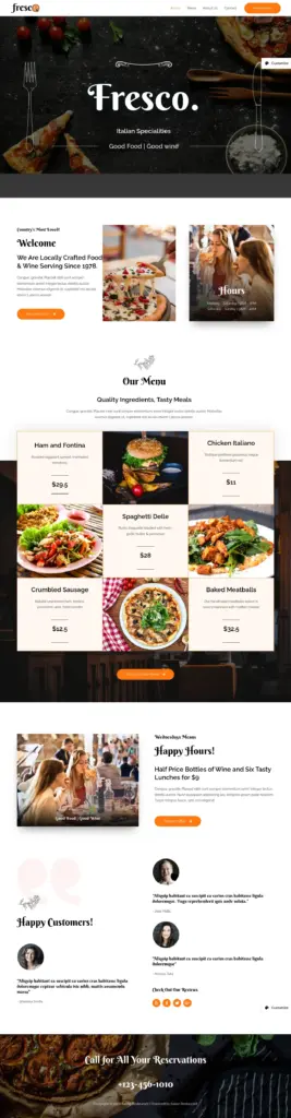 意式美食风情 - 旅游酒店服务 Elementor外贸独立站模板完整页面预览