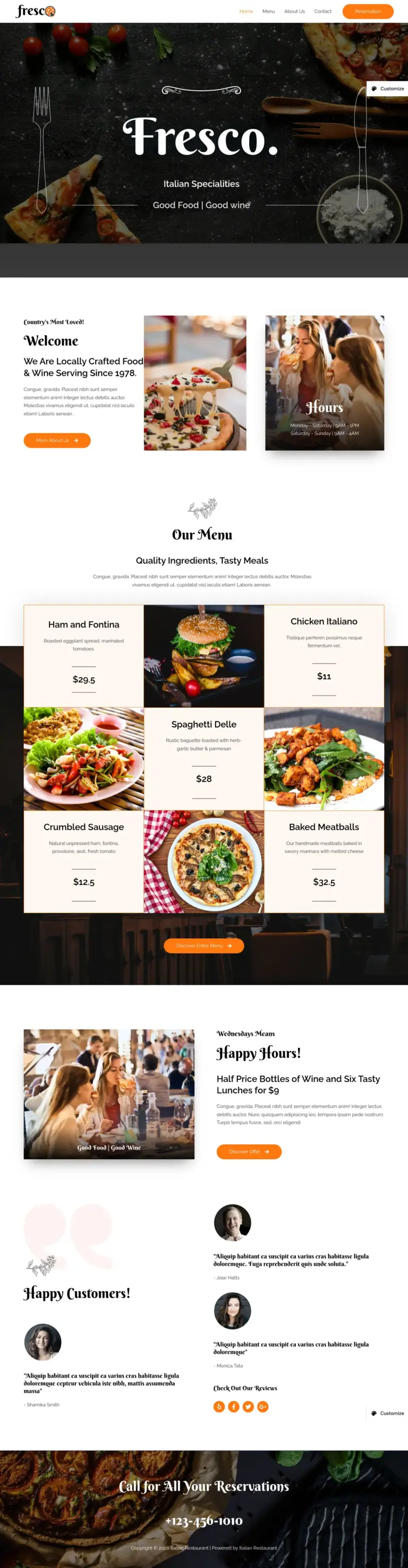 意式美食风情 - 旅游酒店服务 Elementor外贸独立站模板完整页面预览