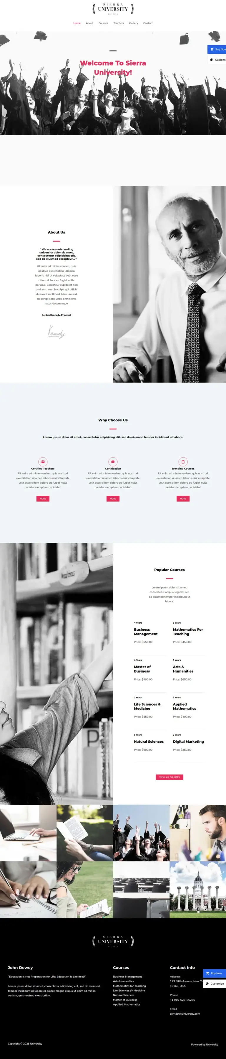 学府殿堂 - 教育服务 Elementor外贸独立站模板完整页面预览