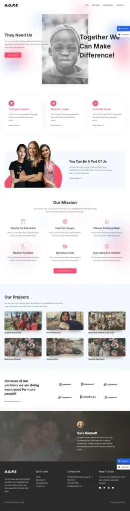 仁爱行动展示 - WordPress Elementor外贸独立站模板完整页面预览