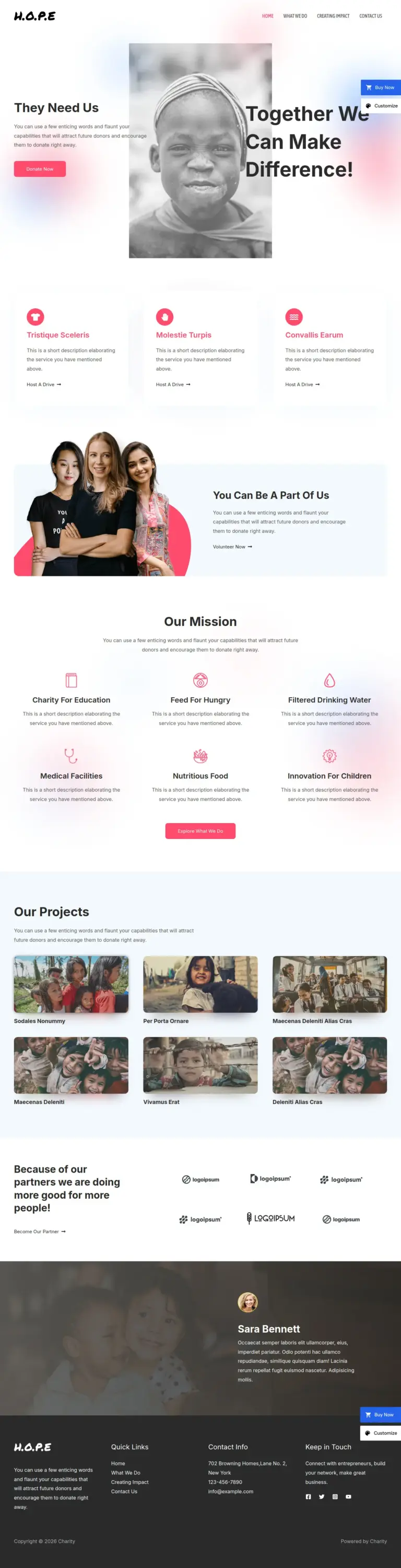 仁爱行动展示 - WordPress Elementor外贸独立站模板完整页面预览