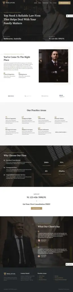 律所企业展示站 - 商务服务 Elementor外贸独立站模板完整页面预览