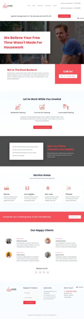 专业家政服务展示 - WordPress Elementor外贸独立站模板完整页面预览