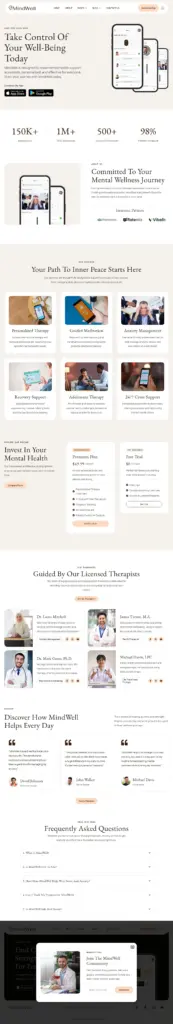 数字健康咨询主页 - 医疗健康服务 Elementor外贸独立站模板完整页面预览