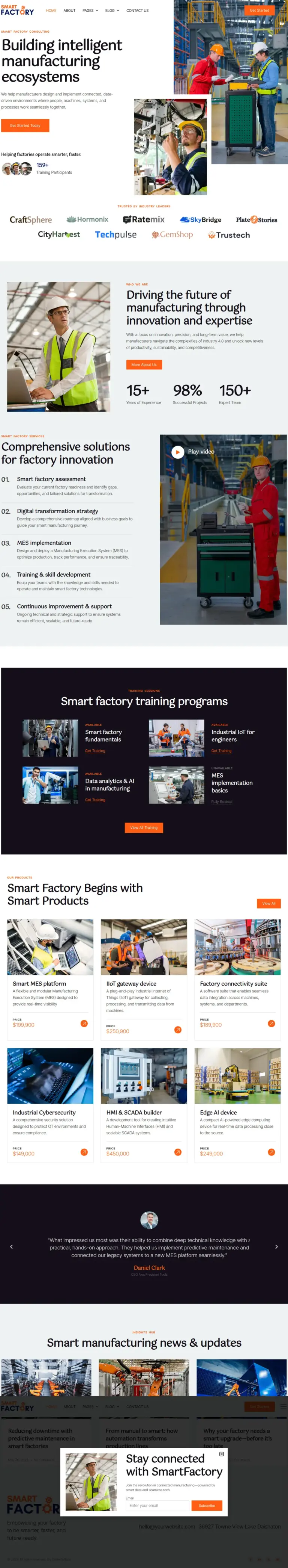 智能工业科技展示 - 软件与信息服务 Elementor外贸独立站模板完整页面预览