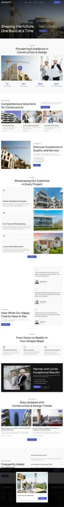 现代工程建筑展示 - 室内装修 Elementor外贸独立站模板完整页面预览