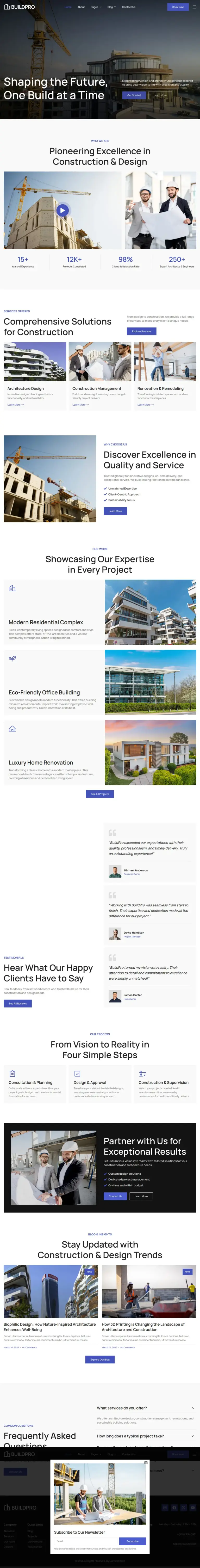 现代工程建筑展示 - 室内装修 Elementor外贸独立站模板完整页面预览