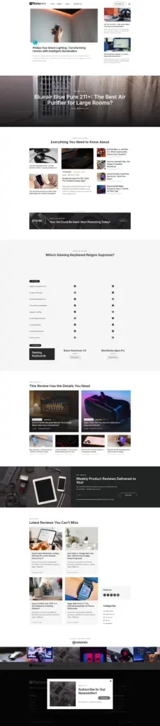 科技产品深度评测 - 数码家电 Elementor外贸独立站模板完整页面预览
