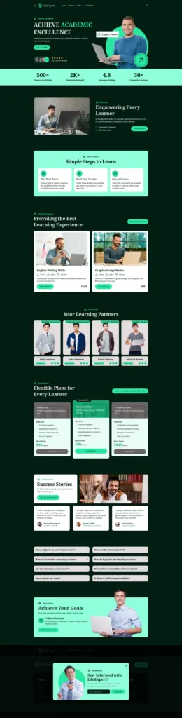 专业教育平台 - 教育服务 Elementor外贸独立站模板完整页面预览