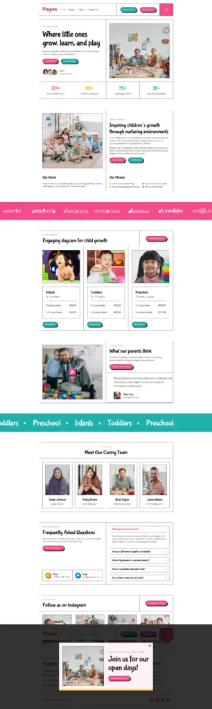儿童早教机构 - 教育服务 Elementor外贸独立站模板完整页面预览