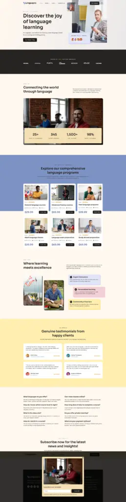 现代语言教育中心 - 教育服务 Elementor外贸独立站模板完整页面预览