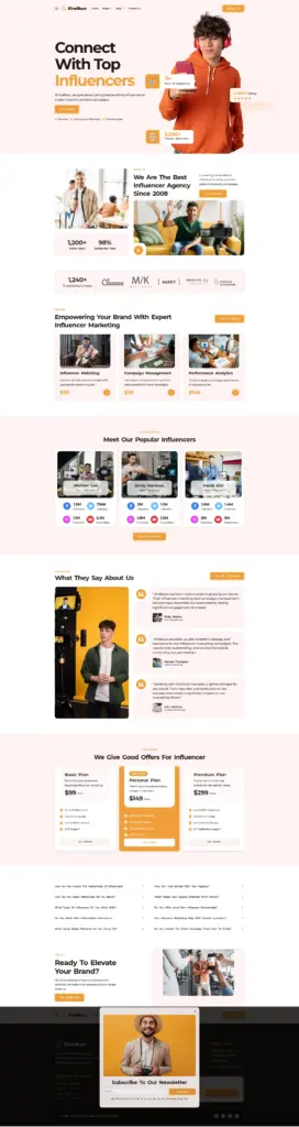 网红营销服务 - 商务服务 Elementor外贸独立站模板完整页面预览