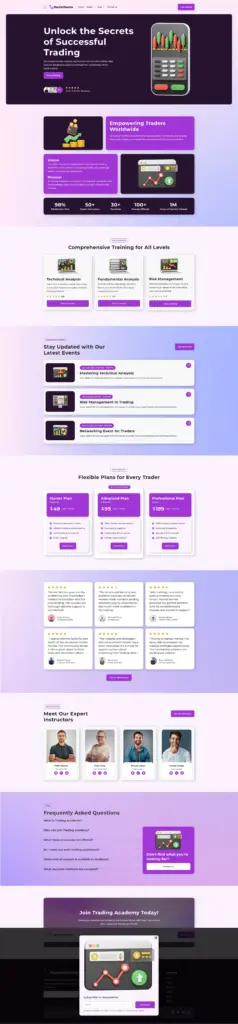 专业金融教育 - 商务服务 Elementor外贸独立站模板完整页面预览