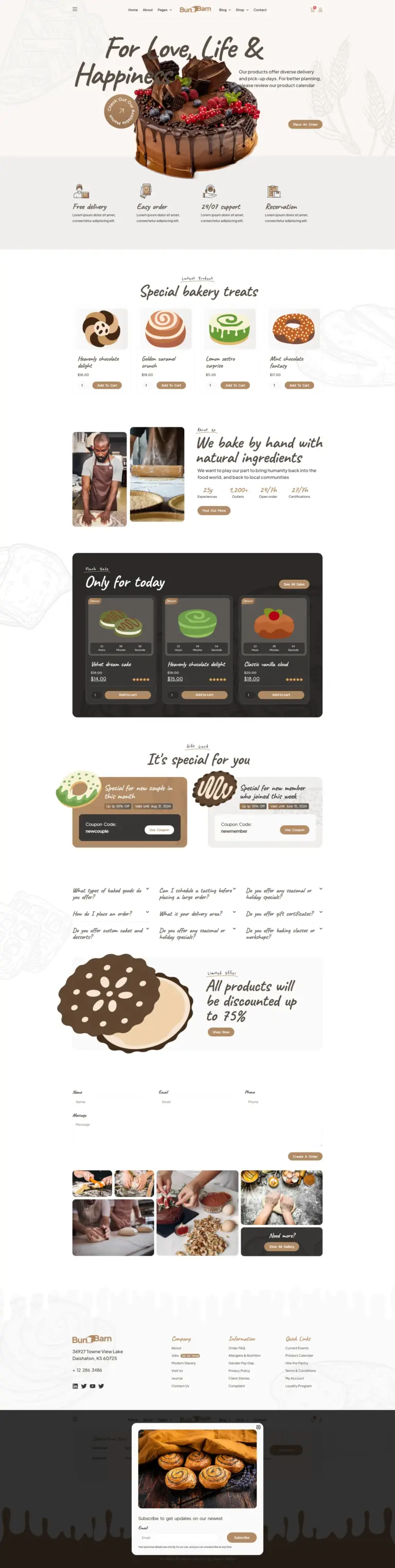 精品烘焙甜点官网 - 食品茶饮 Elementor外贸独立站模板完整页面预览