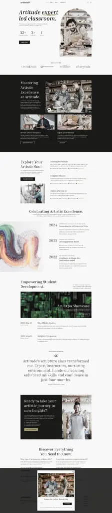艺术教育工作室 - 教育服务 Elementor外贸独立站模板完整页面预览