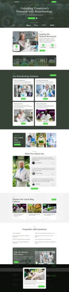 生物科技专业主页 - 软件与信息服务 Elementor外贸独立站模板完整页面预览