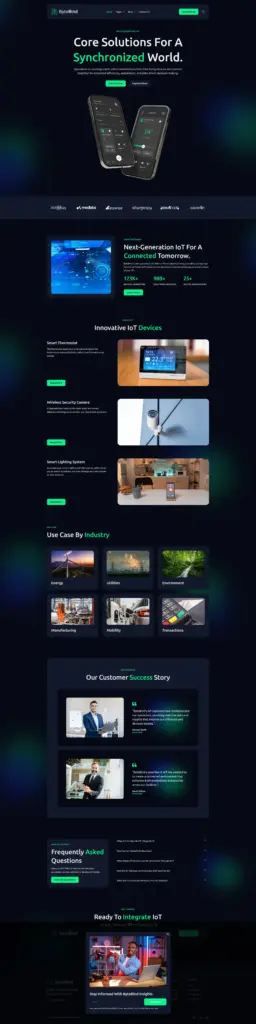 智能科技企业官网 - 软件与信息服务 Elementor外贸独立站模板完整页面预览