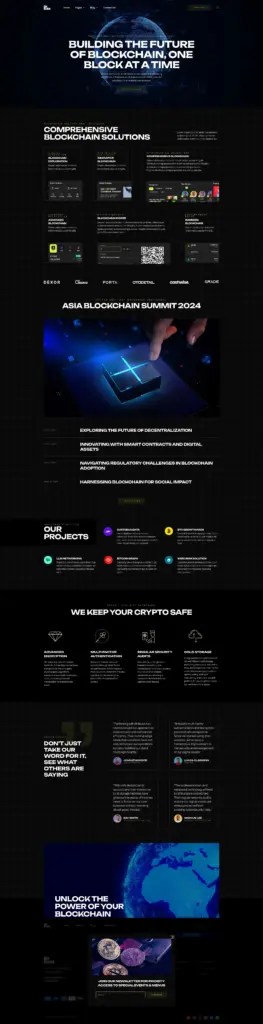 科技创新区块链方案 - 软件与信息服务 Elementor外贸独立站模板完整页面预览