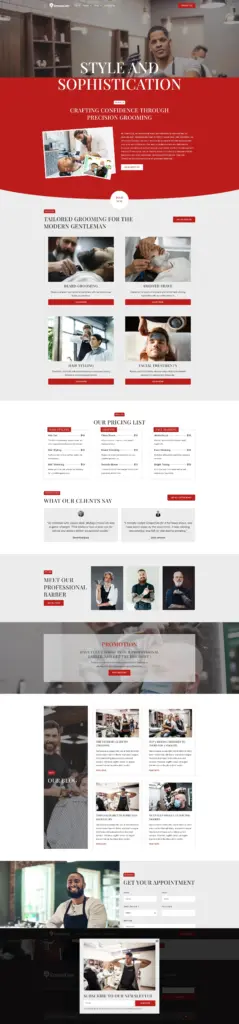 绅士格调理发美容 - WordPress Elementor外贸独立站模板完整页面预览