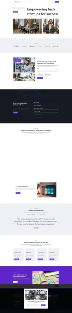 科技创新企业主页 - 软件与信息服务 Elementor外贸独立站模板完整页面预览