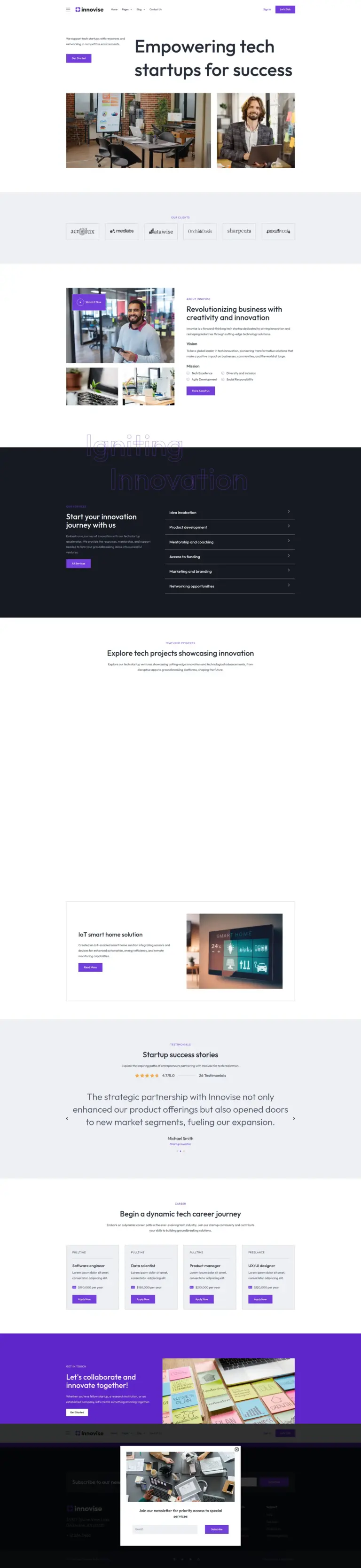 科技创新企业主页 - 软件与信息服务 Elementor外贸独立站模板完整页面预览