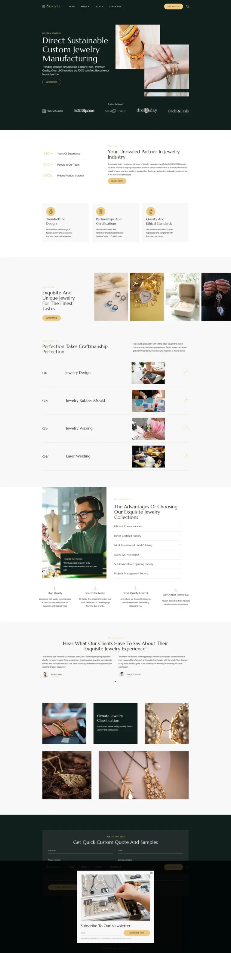 高端珠宝定制制造 - 珠宝饰品 Elementor外贸独立站模板完整页面预览