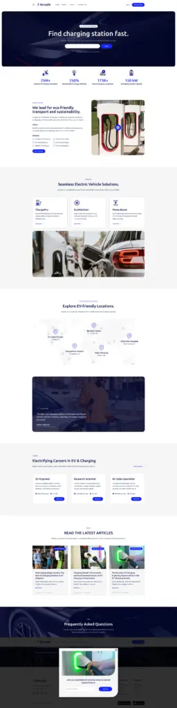 智能充电站解决方案 - 能源化工 Elementor外贸独立站模板完整页面预览