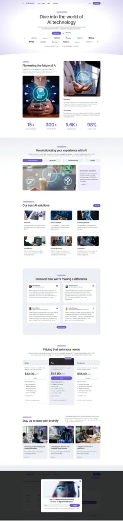 AI科技服务企业主题 - 软件与信息服务 Elementor外贸独立站模板完整页面预览