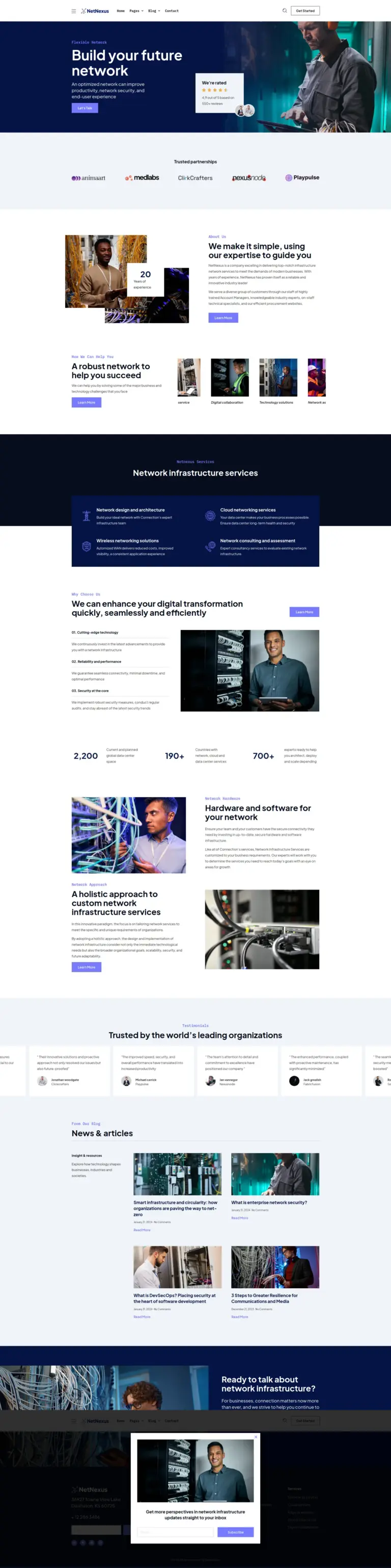 科技网络服务展示 - 软件与信息服务 Elementor外贸独立站模板完整页面预览
