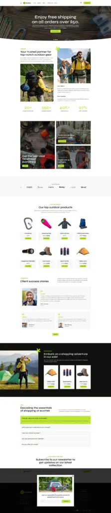 户外探索主题商务展示 - 商务服务 Elementor外贸独立站模板完整页面预览