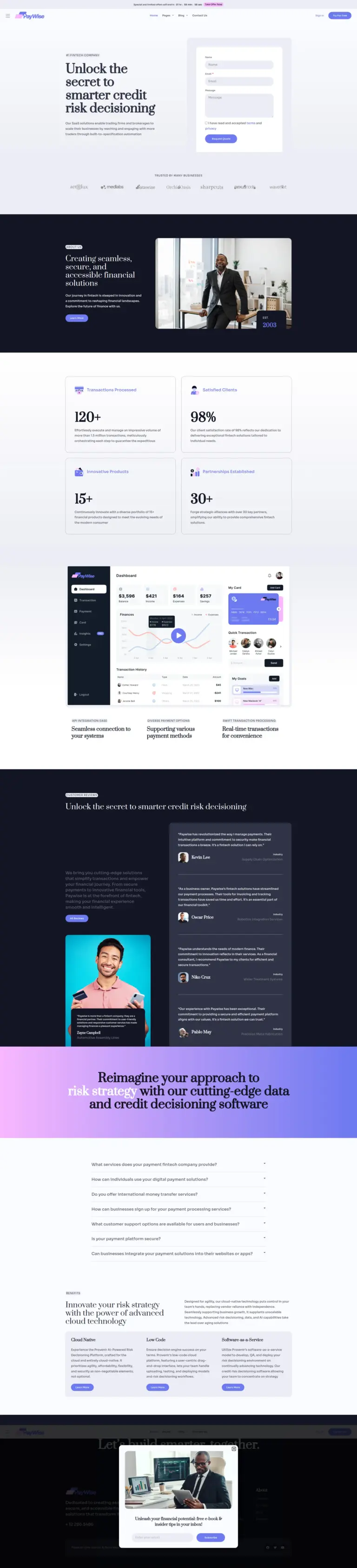 智慧金融服务 - 金融服务 Elementor外贸独立站模板完整页面预览