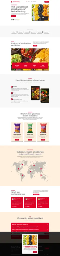 全球美食品牌官网 - 食品茶饮 Elementor外贸独立站模板完整页面预览