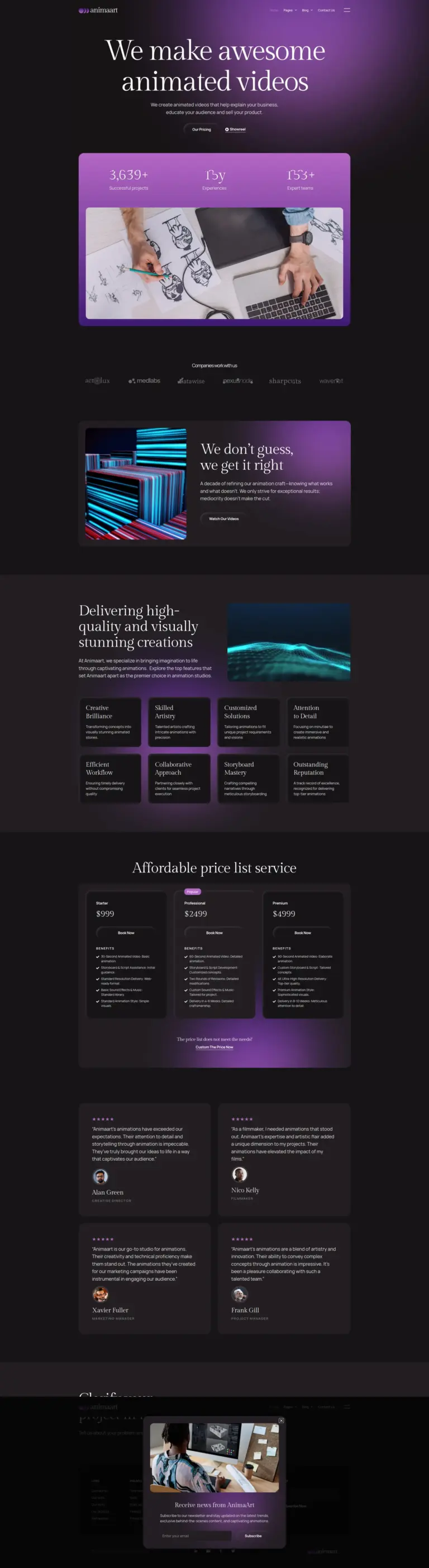 数字创意展示 - 文化创意服务 Elementor外贸独立站模板完整页面预览