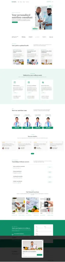 专业营养健康顾问服务 - 医疗健康服务 Elementor外贸独立站模板完整页面预览