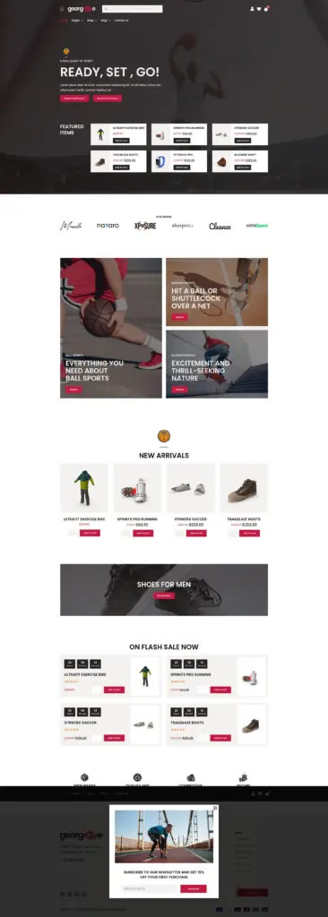 运动潮流商品展示 - 运动户外 Elementor外贸独立站模板完整页面预览