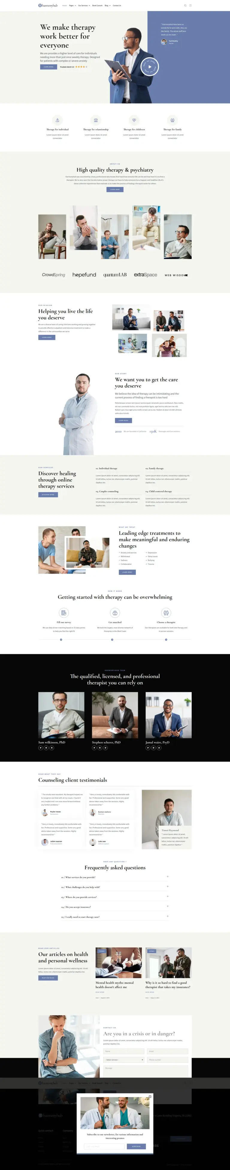 专业心理健康服务 - 医疗健康服务 Elementor外贸独立站模板完整页面预览