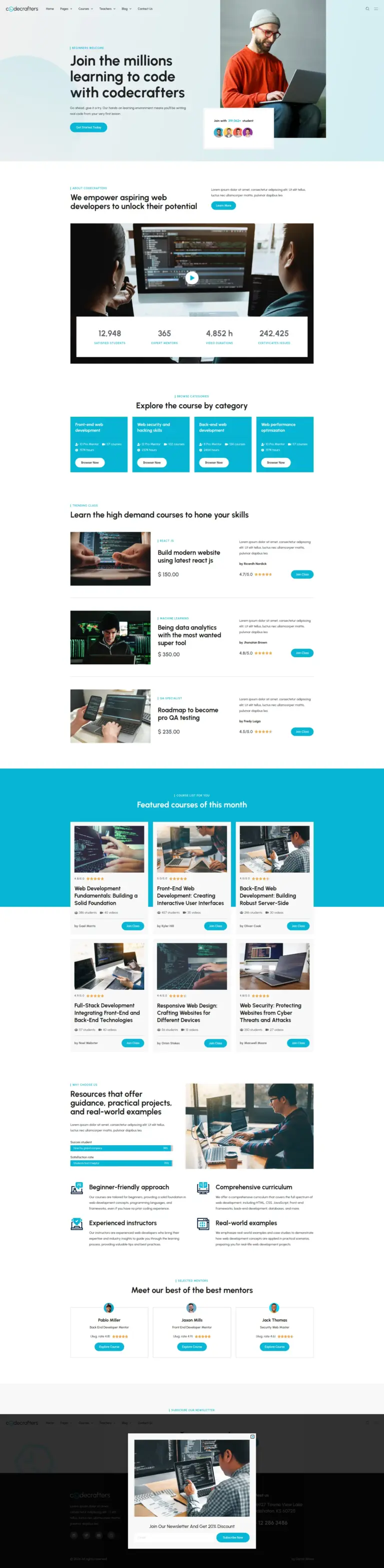 科技教育学习平台 - 教育服务 Elementor外贸独立站模板完整页面预览