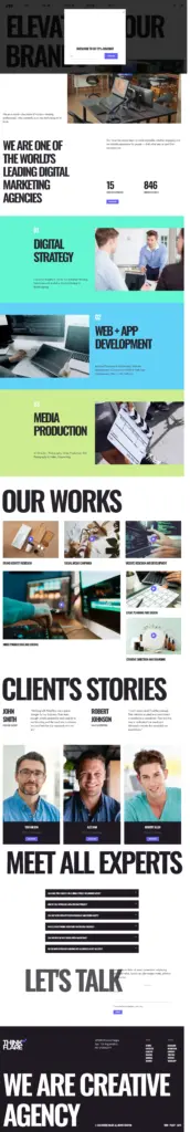数字营销机构展示 - 商务服务 Elementor外贸独立站模板完整页面预览