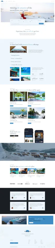 海滨度假酒店 - 旅游酒店服务 Elementor外贸独立站模板完整页面预览
