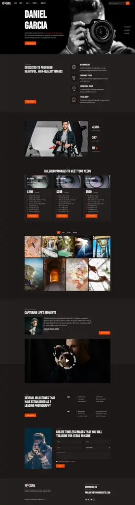 专业摄影师作品集 - 文化创意服务 Elementor外贸独立站模板完整页面预览