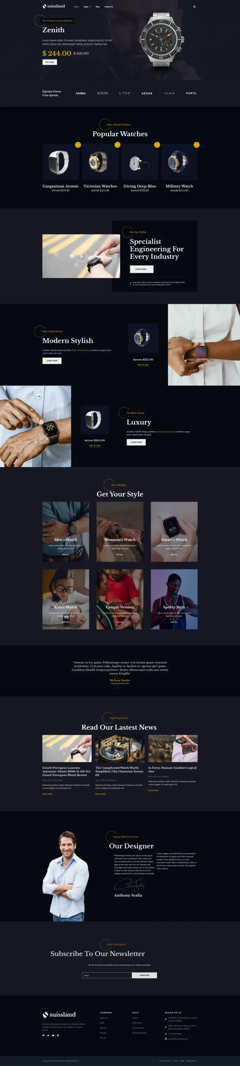 奢华腕表展示 - 眼镜手表 Elementor外贸独立站模板完整页面预览