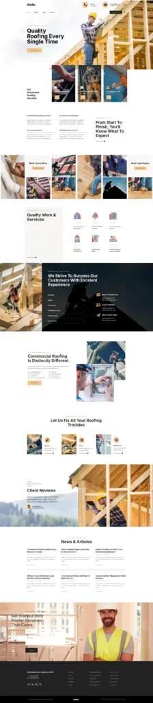 专业屋面工程 - 工程与技术服务 Elementor外贸独立站模板完整页面预览