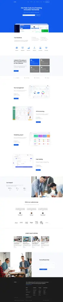 科技企业解决方案 - 软件与信息服务 Elementor外贸独立站模板完整页面预览